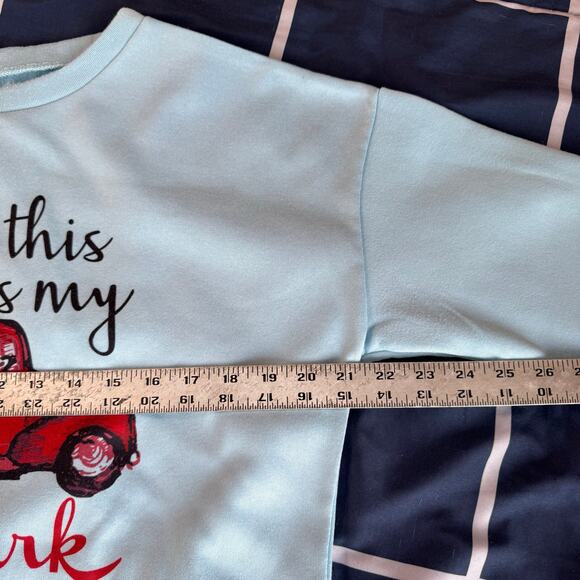 Light Blue Hallmark Christmas Sweatshirt Women’s Large 100% Cotton - Picture 5 of 10